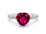 White gold Heart Cut Garnet Solitaire Pavé Engagement Ring with Round Band and Prong Setting_78
