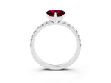 White gold Heart Cut Garnet Solitaire Pavé Engagement Ring with Round Band and Prong Setting_82