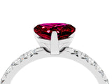 White gold Heart Cut Garnet Solitaire Pavé Engagement Ring with Round Band and Prong Setting_82