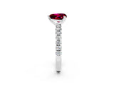 White gold Heart Cut Garnet Solitaire Pavé Engagement Ring with Round Band and Prong Setting_93