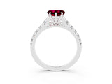 White gold Heart Cut Garnet Solitaire Ring with Cathedral Setting and Pavé Band_3