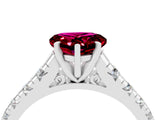 White gold Heart Cut Garnet Solitaire Ring with Cathedral Setting and Pavé Band_4