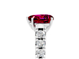 White gold Heart Cut Garnet Solitaire Ring with Cathedral Setting and Pavé Band_5