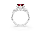 White gold Heart Cut Garnet Solitaire Ring with Filigree Band and Four-Prong Setting_27