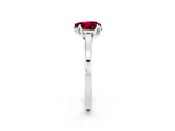 White gold Heart Cut Garnet Solitaire Ring with Flower Prong Setting and Classic Band_14