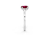 White gold Heart Cut Garnet Solitaire Ring with Flower Prong Setting and Classic Band_38