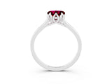White gold Heart Cut Garnet Solitaire Ring with Flower Prong Setting and Classic Band_39