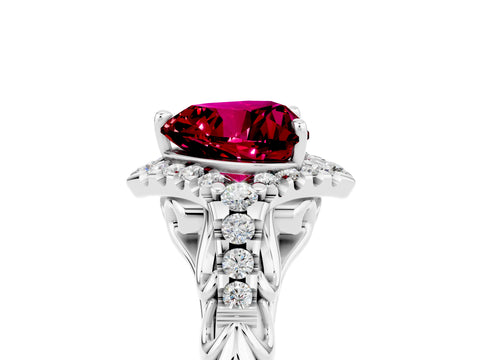 White gold Heart Cut Garnet Solitaire Ring with Hidden Halo and Pavé Band_28