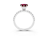 White gold Heart Cut Garnet Solitaire Ring with Pavé Accents and Four-Prong Setting_3