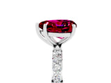 White gold Heart Cut Garnet Solitaire Ring with Pave Band and Four Prong Setting_29