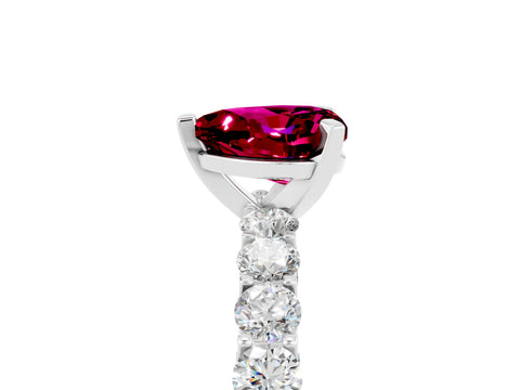 White gold Heart Cut Garnet Solitaire Ring with Shared Prong Pavé Band and Four-Prong Setting_17