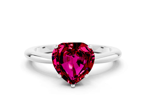 White gold Heart Cut Garnet Solitaire Ring with Six-Prong Setting and Classic Band_12