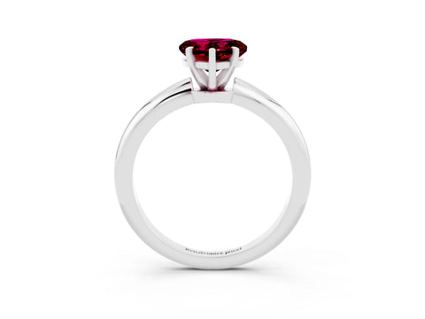 White gold Heart Cut Garnet Solitaire Ring with Six-Prong Setting and Classic Band_15