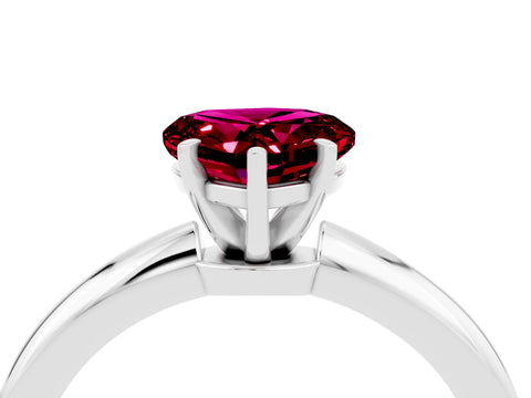 White gold Heart Cut Garnet Solitaire Ring with Six-Prong Setting and Classic Band_16