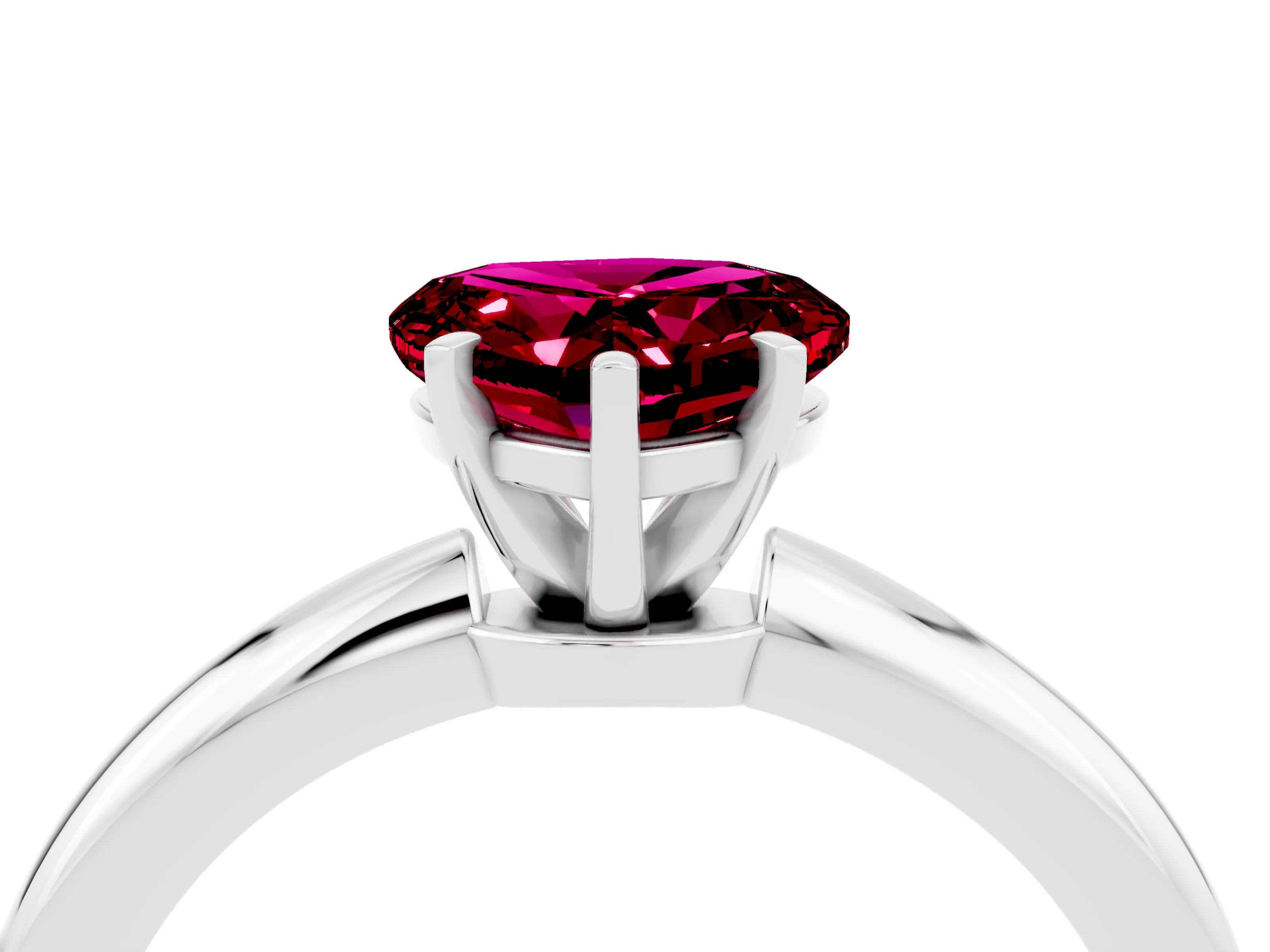 White gold Heart Cut Garnet Solitaire Ring with Six-Prong Setting and Classic Band_28