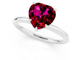 White gold Heart Cut Garnet Solitaire Ring with Thin Band and Four-Prong Setting_1