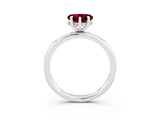 White gold Heart Cut Garnet Solitaire Ring with Thin Band and Four-Prong Setting_3