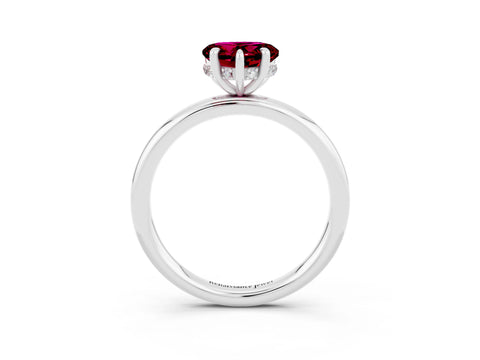 White gold Heart Cut Garnet Solitaire Ring with Thin Band and Four-Prong Setting_3