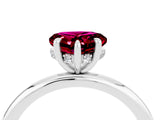 White gold Heart Cut Garnet Solitaire Ring with Thin Band and Four-Prong Setting_4