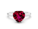 White gold Heart Cut Garnet Solitaire Ring with Thin Band and Prong Setting_12