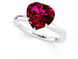 White gold Heart Cut Garnet Solitaire Ring with Thin Band and Prong Setting_13
