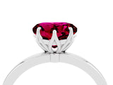White gold Heart Cut Garnet Solitaire Ring with Thin Band and Prong Setting_16