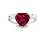 White gold Heart Cut Garnet Solitaire Ring with Thin Band and Prong Setting_36