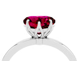 White gold Heart Cut Garnet Solitaire Ring with Thin Band and Prong Setting_40