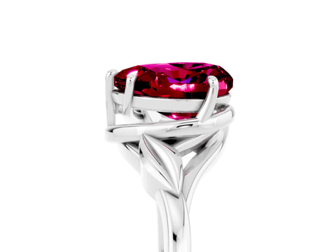 White gold Heart Cut Garnet Solitaire Ring with Twist Band and Four-Prong Setting_41