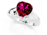 White gold Heart Cut Garnet Solitaire Ring with Wide Band and Prong Setting_1