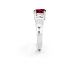 White gold Heart Cut Garnet Solitaire Ring with Wide Band and Prong Setting_2