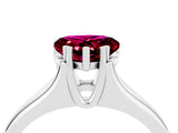 White gold Heart Cut Garnet Solitaire Ring with Wide Band and Prong Setting_4