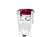 White gold Heart Cut Garnet Solitaire Ring with Wide Band and Prong Setting_5