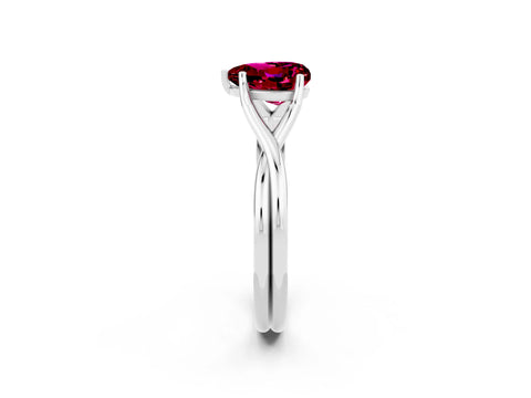 White gold Heart Cut Garnet Solitaire Twist Band Prong Setting Ring_26