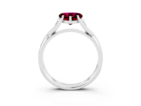 White gold Heart Cut Garnet Solitaire Twist Band Prong Setting Ring_27
