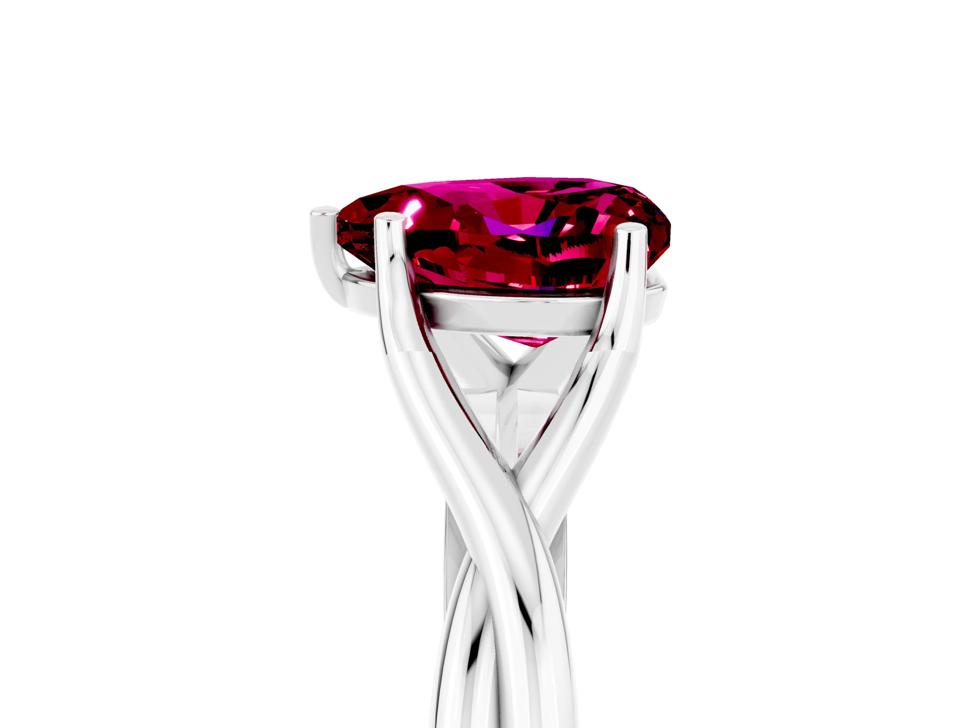 White gold Heart Cut Garnet Solitaire Twist Band Prong Setting Ring_29