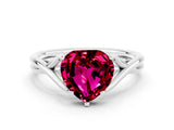 White gold Heart Cut Garnet Solitaire Twist Band Prong Setting Ring_36