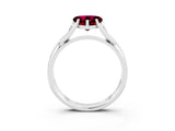 White gold Heart Cut Garnet Solitaire Twist Band Prong Setting Ring_39
