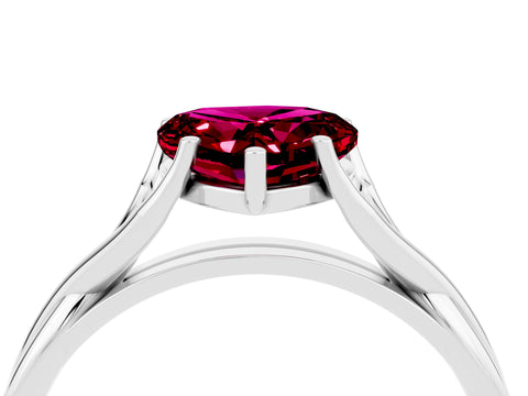 White gold Heart Cut Garnet Solitaire Twist Band Prong Setting Ring_40
