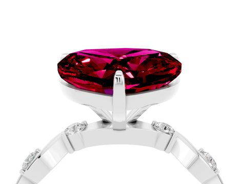 White gold Heart Cut Garnet Solitaire Twisted Band with Round  Accents and Prong Setting_16