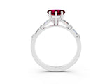 White gold Heart Cut Garnet Solitaire with Side Baguettes and Channel Set Band_3