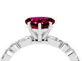 White gold Heart Cut Garnet Solitaire with Side Stones on a Pavé Band and Four-Prong Setting_4