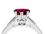 White gold Heart Cut Garnet Split Shank Engagement Ring with Pavé Band_4