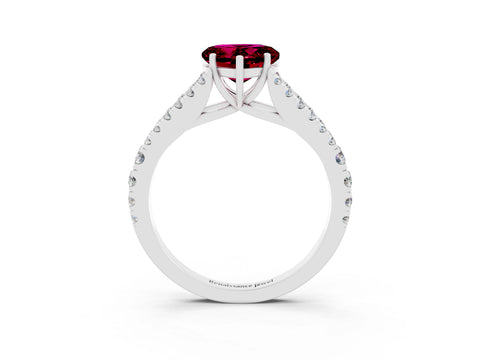 White gold Heart Cut Garnet Split Shank Pavé Engagement Ring with Four-Prong Setting_15