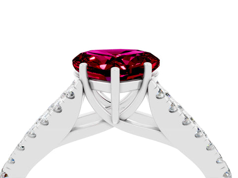 White gold Heart Cut Garnet Split Shank Pavé Engagement Ring with Four-Prong Setting_16