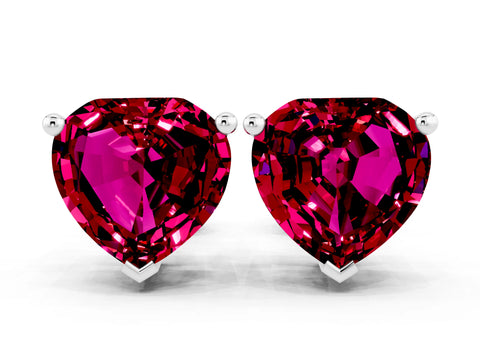 White gold Heart Cut Garnet Stud Earrings_18