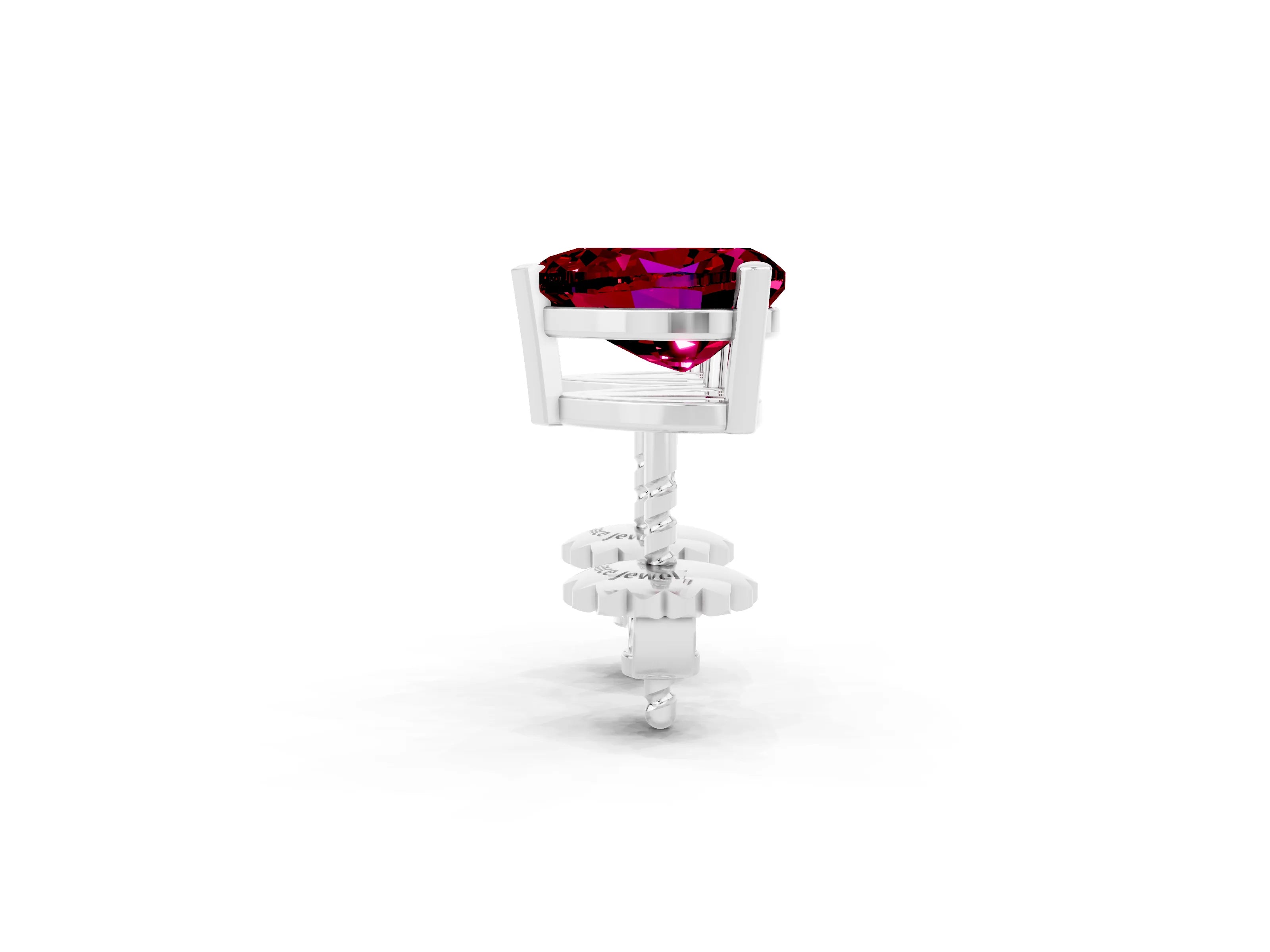 White gold Heart Cut Garnet Stud Earrings_20