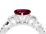 White gold Heart Cut Garnet Three-Stone Ring with Pavé Split Shank and Four-Prong Setting_25