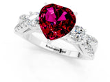 White gold Heart Cut Garnet Three-Stone Ring with Pavé Split Shank and Four-Prong Setting_25