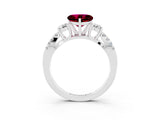 White gold Heart Cut Garnet Three-Stone Ring with Pavé Split Shank and Four-Prong Setting_27